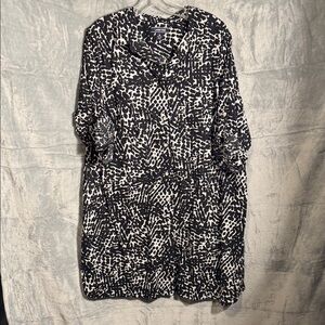Lands' End‎ shirt dress plus size 1X women’s Print button down lightweight Dress